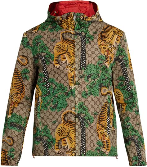 gucci tiger print hooded jacket|Gucci jacket kevin hart.